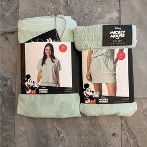 NWT Disney Mickey Mouse Mint Green T-Shirt and Skirt Set Adult L